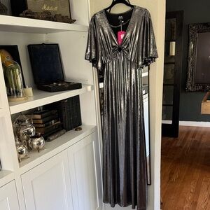 Unique Vintage Smak Parlour Metallic Silver Dress